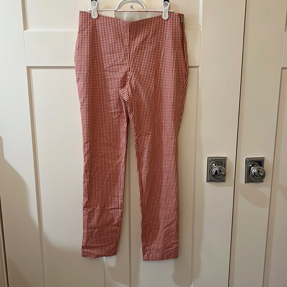 red gingham pants